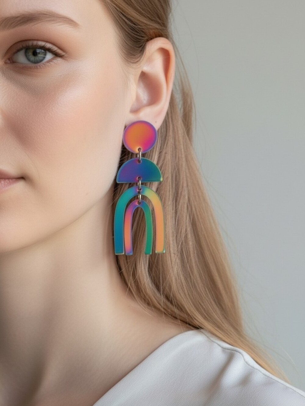 MODCLOTH METAL HOLOGRAPHIC DROP DANGLE EARRINGS 2